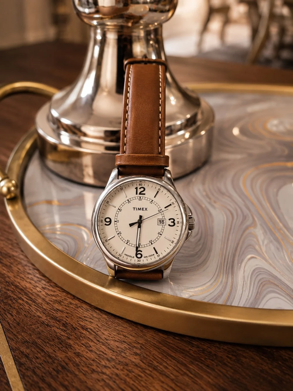 Timex Men's Brown Leather Strap Watch - Classic Field Style